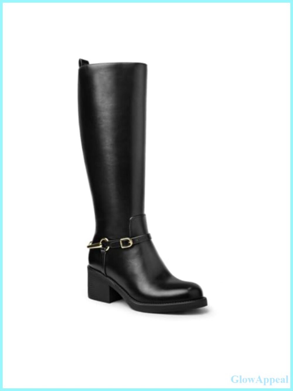 Women's Knee High Boots Round Toe Chunky Heel Faux Leather Tall Riding Boots